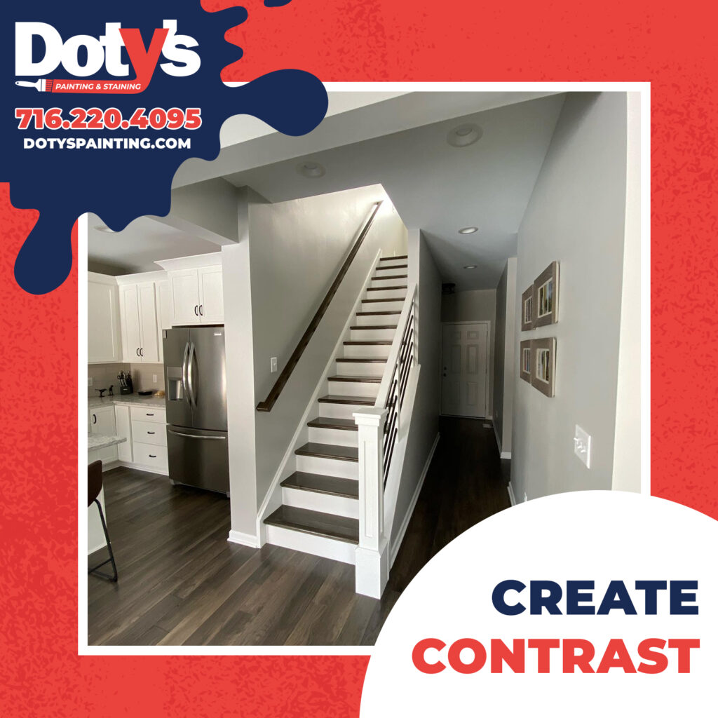 Dotys Painting, painting, Buffalo painting, Buffalo painters, WNY painters, painters near me, interior painting, create contrast, kitchen inspo