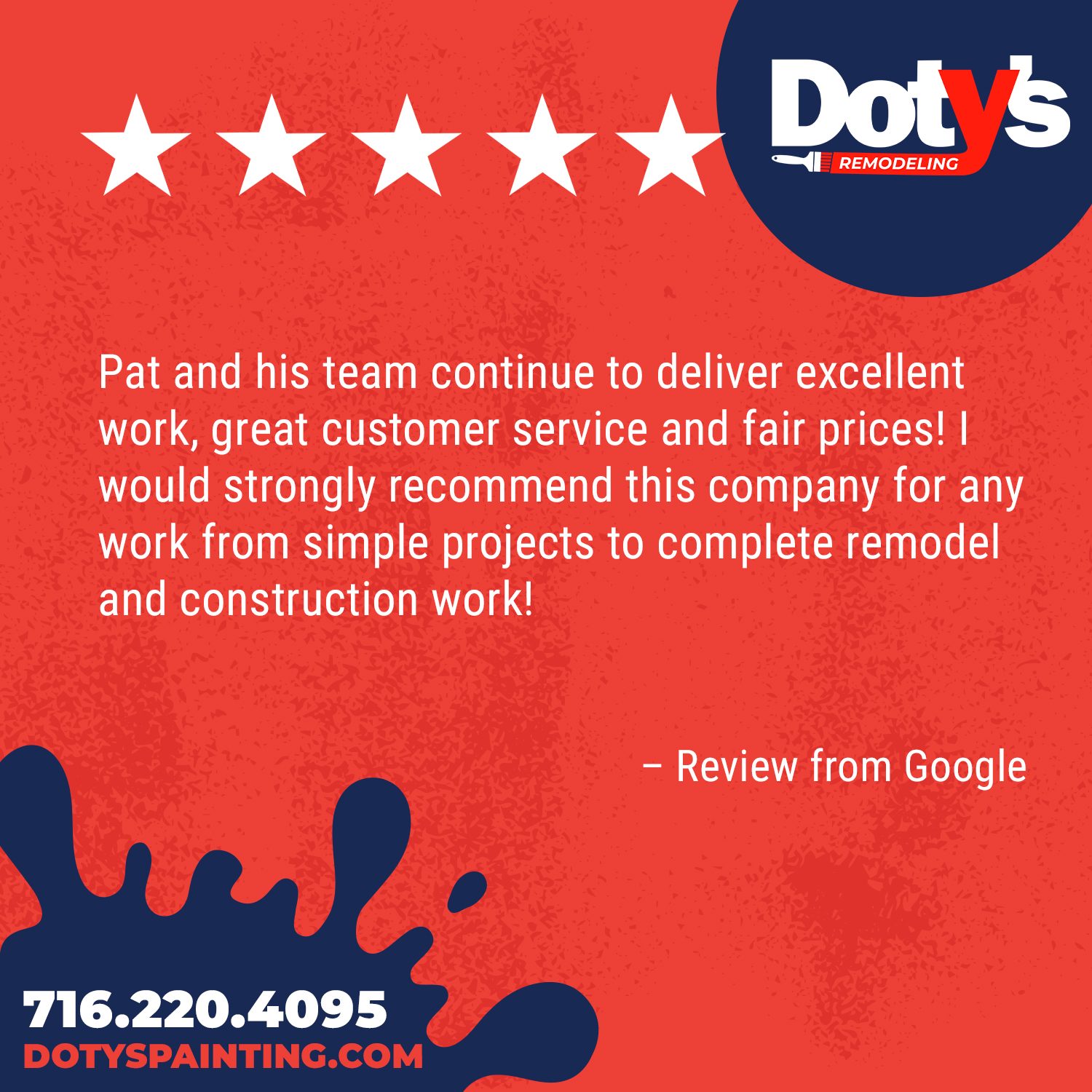 Read more about the article Another ⭐⭐⭐⭐⭐ review for Doty’s Remodeling!
